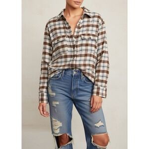 Free Assembly Women's Long Sleeve Shirt Medium Button Down Flannel Earthy Rustic